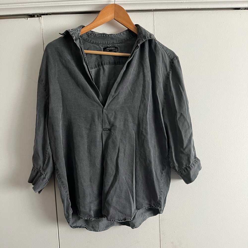 Zara Denim Gray Blouse - Size S